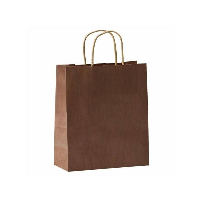 Fama Bolsa Asa Retorcida 125gr Papel Marrón Oscuro 31x11x42 cm (25 Unidades) (25 Unidades)