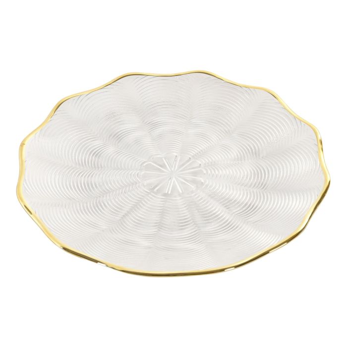 Plato Glam DKD Home Decor Transparente Dorado 22 x 2 x 22 cm (6 Unidades) 1