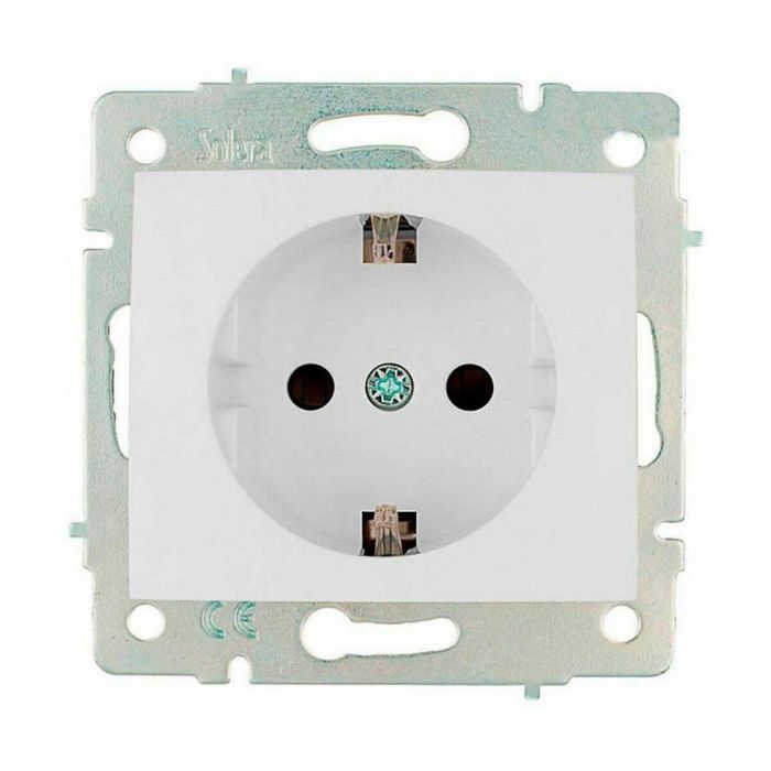 Solera Base bipolar 2p+t t/tl 16A 250V con obturador serie Europa ERP60, blanco
