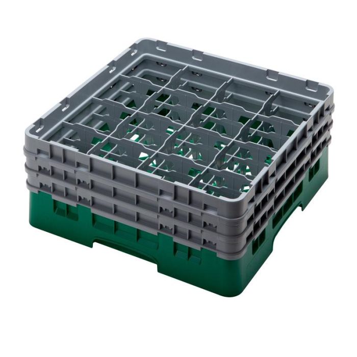 CAMBRO - 16S638-119 - Cesta de lavado 16 comp. 3 alturas - 10,9 cm Ø máx. - alt. máx. 17,6 cm - 50 x 50 x 22,5 cm - Verde sherwood