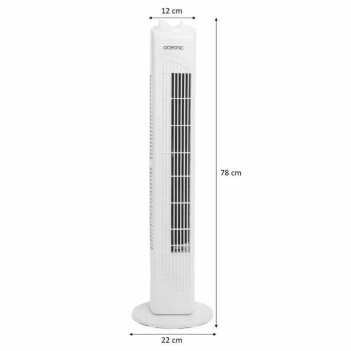 Ventilador de columna oceánica - 45W - Altura 78 cm - 3 velocidades - Oscilador - Blanco - Blanco 2