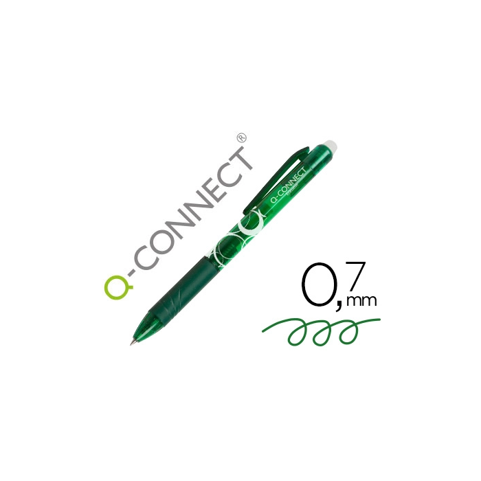 Q-connect Bolígrafo Retractil Borrable Gel 0,7 mm Color Verde Q-connect Bolígrafo Retractil Borrable Gel 0,7 mm Color Verde