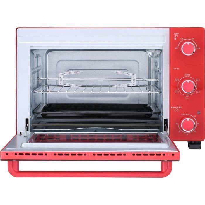 CONTINENTAL EDISON CEMF35R - Mini horno eléctrico 35L rojo - 1500W - Asador, Circulación natural 3