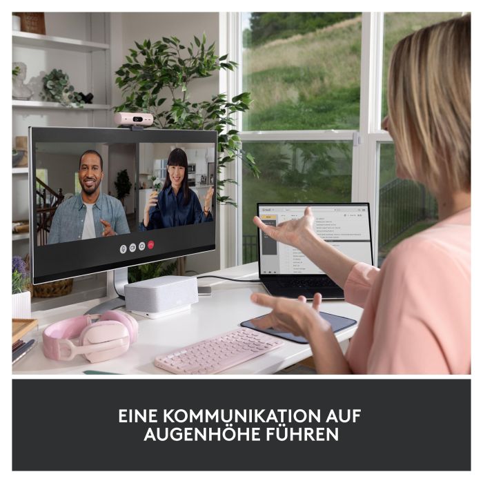 Logitech Webcam Brio 500 Rosa Full HD 1080p 4MP 90° con Clip de Montaje Universal USB-C Plug and Play Rightlight 4 HDR 8