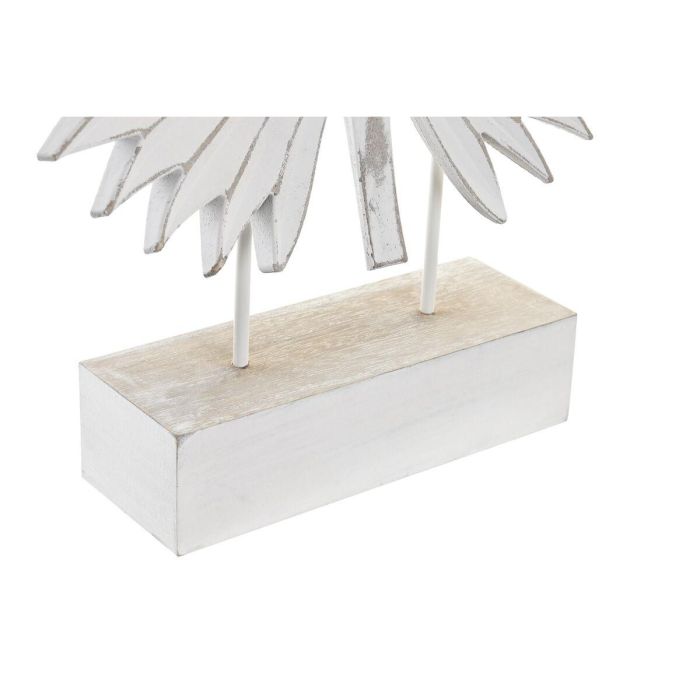 Figura Decorativa DKD Home Decor 36 x 7 x 46 cm Blanco Tropical Hoja de planta 1