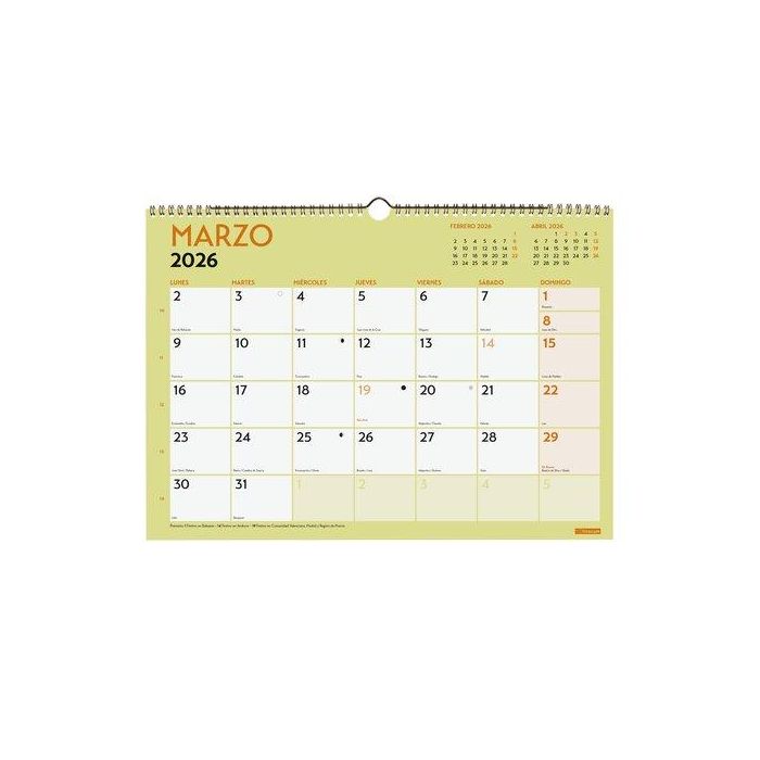 Finocam Calendario de Pared para Escribir A3 420x297 mm MV Grafik 2026, Anual con Espacio para Notas