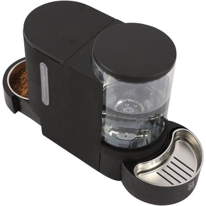 M Pets PET6953182739814 Dispensador de agua y croquetas DUPLO 1,3kg/3L 40x16,2x29,1 cm Negro 1