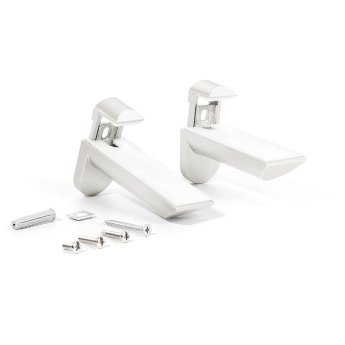 Italiana Ferramenta 504.1241 Soporte Mural para Estantes Kaiman Zamak Cristal y Madera (2 Unidades) Capacidad 25 kg Gris RAL 9006 1