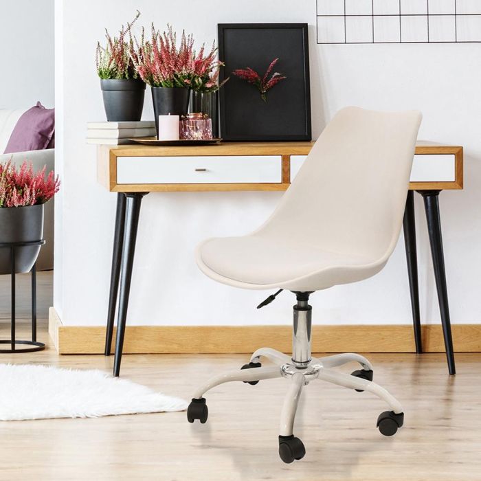 Home Deco Factory Silla con Ruedas Blanca Colección Essentiel 6 Home Deco Factory Silla con Ruedas Blanca Colección Essentiel 6