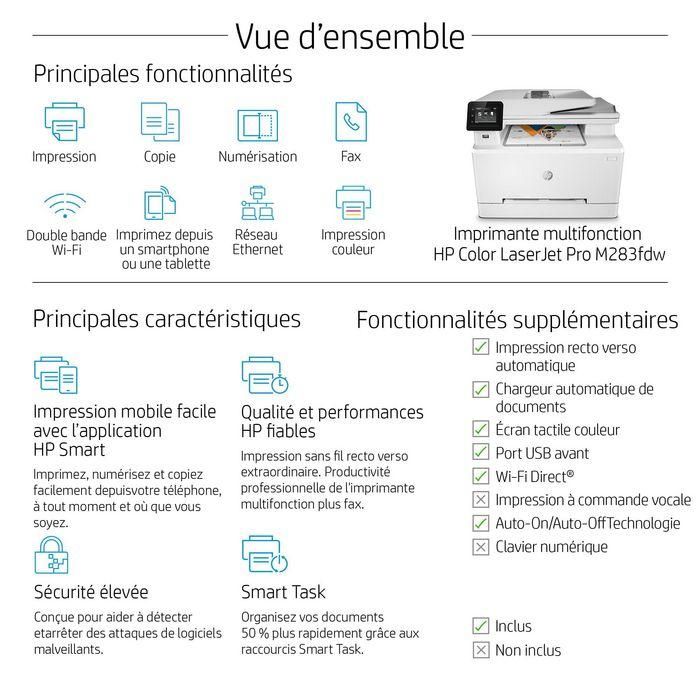 HP M283fdw Color LaserJet Pro MFP Impresora Multifunción Láser Wi-Fi Fax Dúplex A4 22ppm 600x600dpi Pantalla Táctil 2.7" 20 HP M283fdw Color LaserJet Pro MFP Impresora Multifunción Láser Wi-Fi Fax Dúplex A4 22ppm 600x600dpi Pantalla Táctil 2.7" 20