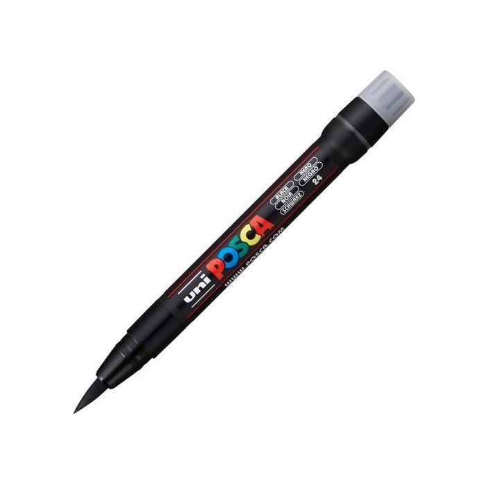 POSCA Marcador PCF-350 Pintura No Permanente Punta Pincel Acrílica Negro - Tinta al Agua Lavable (5 Unidades) (5 Unidades)