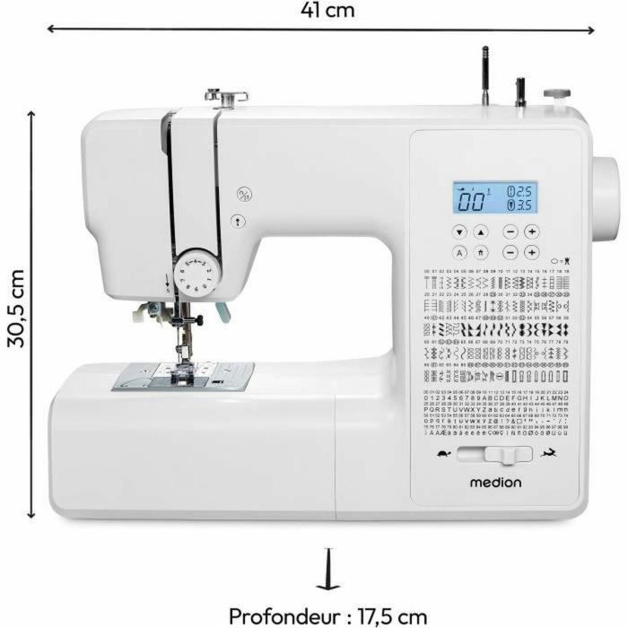 Medion SD 36 Máquina de Coser Digital, 270 puntadas, 700 rpm, Luz LED, 38W, Color Blanco 3