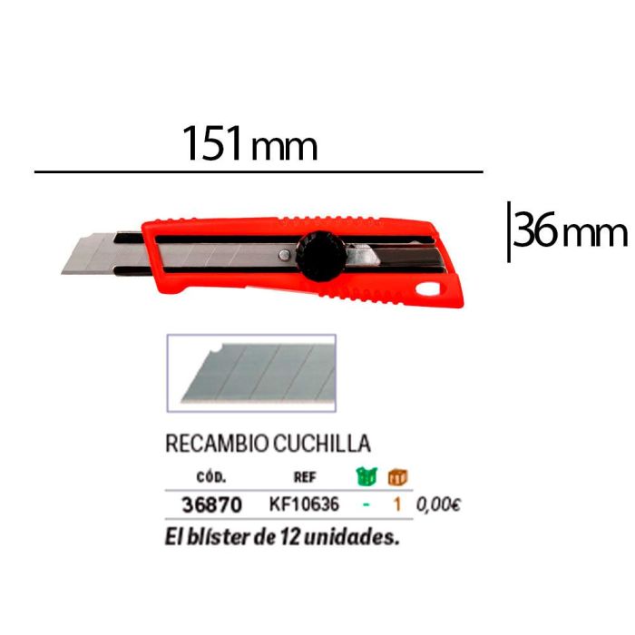 Cuter Q-Connect Plastico Ancho Bloqueo De La Hoja Por Rueda Guia Metalica Para La Cuchilla 18 mm Xd-190 Blister 1 Unida 1