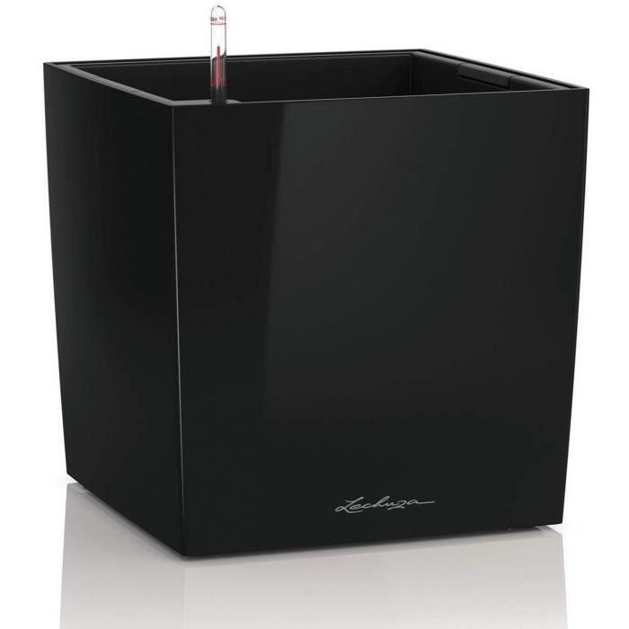 Maceta LECHUZA Cube Premium 40 - juego completo, negro brillante Maceta LECHUZA Cube Premium 40 - juego completo, negro brillante