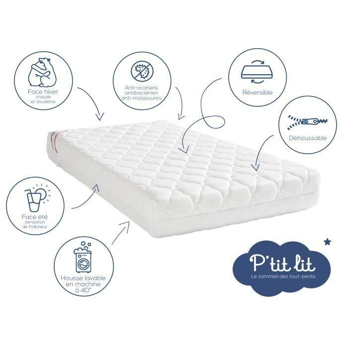 Colchón Perfect Baby - 60x120x10 cm - 2 Caras: Verano / Invierno - Desenfundable - Antiácaros 2 Colchón Perfect Baby - 60x120x10 cm - 2 Caras: Verano / Invierno - Desenfundable - Antiácaros 2