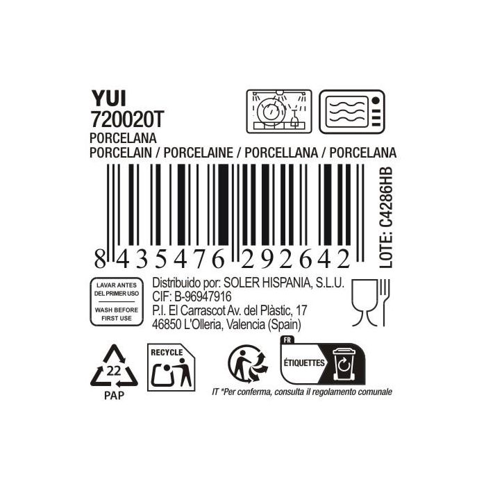 La Mediterranea Fuente Redonda Japo Ø20 cm Reac. "Yui" (18 Unidades)