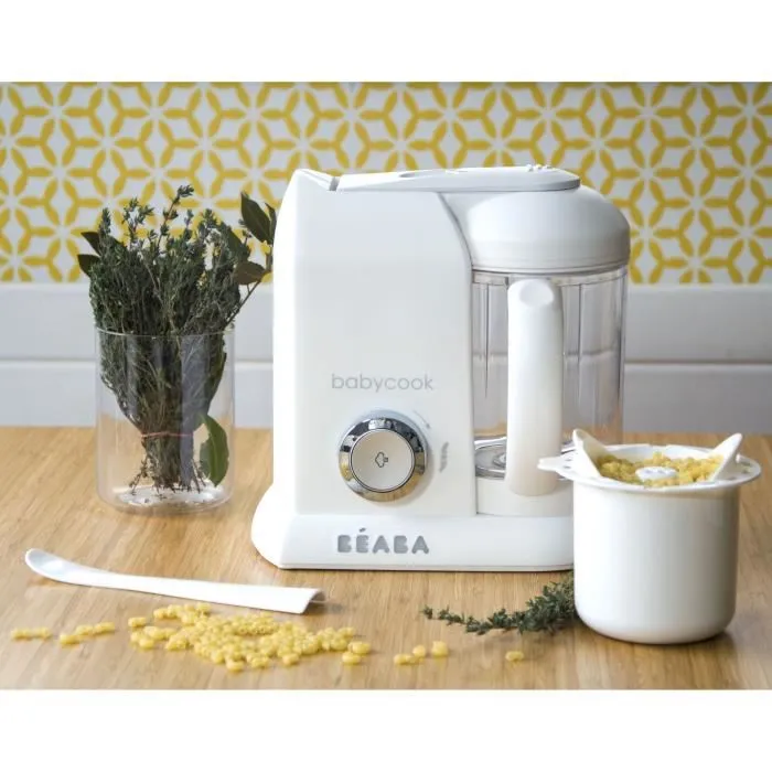 BEABA Babycook Solo Robot 4 en 1 Al vapor, Mezclado, Descongelado, Recalentado XL Capacidad Blanco y Plata 3