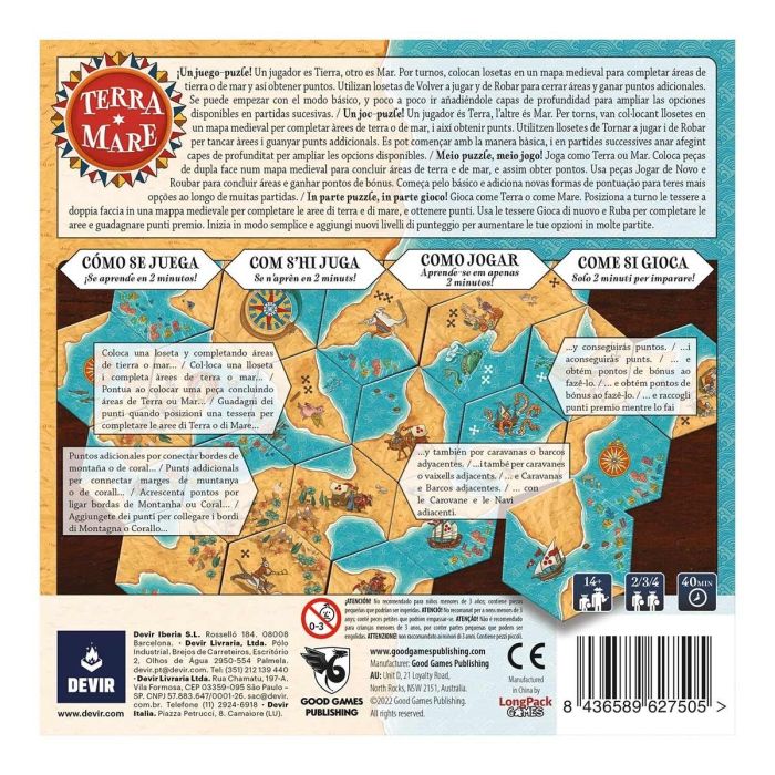 Devir Terra Mare Juego de Mesa de Colocación de Losetas para 2-4 Jugadores, Edad 14+, Duración 40 Minutos 2