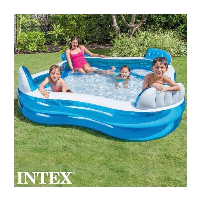 Piscina hinchable con 4 asientos (capacidad 990 litros) 229x229x66 cm 1 Piscina hinchable con 4 asientos (capacidad 990 litros) 229x229x66 cm 1
