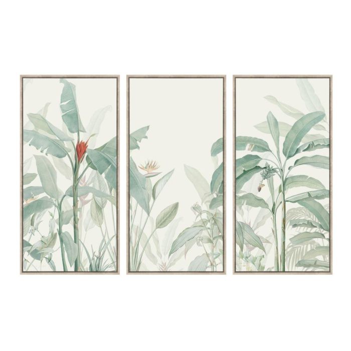 Cuadro Home ESPRIT Verde Beige Tropical 180 x 4 x 120 cm (3 Piezas)