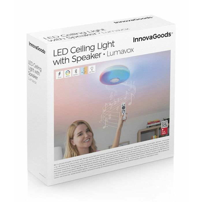 Inde Lámpara LED de techo con altavoz Lumavox Innovago, 30 x 30 x 5 cm (4 Unidades) 4 Inde Lámpara LED de techo con altavoz Lumavox Innovago, 30 x 30 x 5 cm (4 Unidades) 4