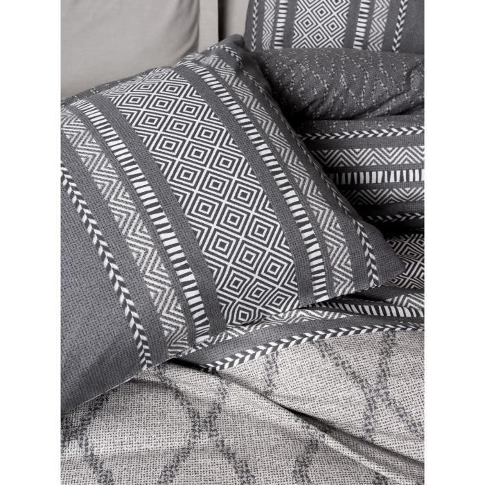 Juego de cama - 1 funda nórdica 220x240 cm + 2 fundas de almohada 60x60 cm - 100% algodón - Visón 1 Juego de cama - 1 funda nórdica 220x240 cm + 2 fundas de almohada 60x60 cm - 100% algodón - Visón 1