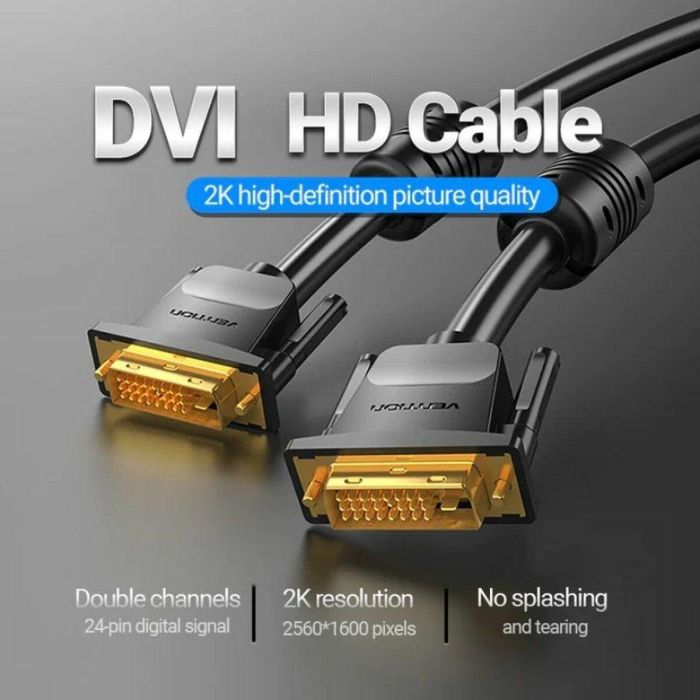 Cable Extensión DVI-D Vention EAABG Negro 1,5 m 2