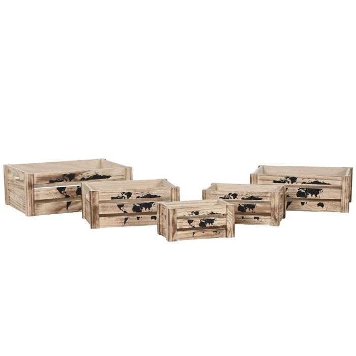 Caja Shabby DKD Home Decor Marron Negro 28 x 14.5 x 39 cm Set de 5