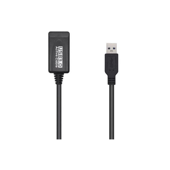 AISENS - CABLE USB 3.0 PROLONGADOR CON AMPLIFICADOR, TIPO A/M-A/H, NEGRO, 5.0M