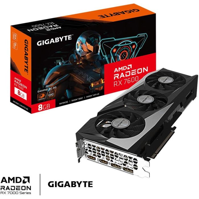 Gigabyte RX 7600 Gaming OC GDDR6 8GB Tarjeta Gráfica AMD Radeon PCIe 4.0 con WINDFORCE 3X y HDMI 2.1a 1