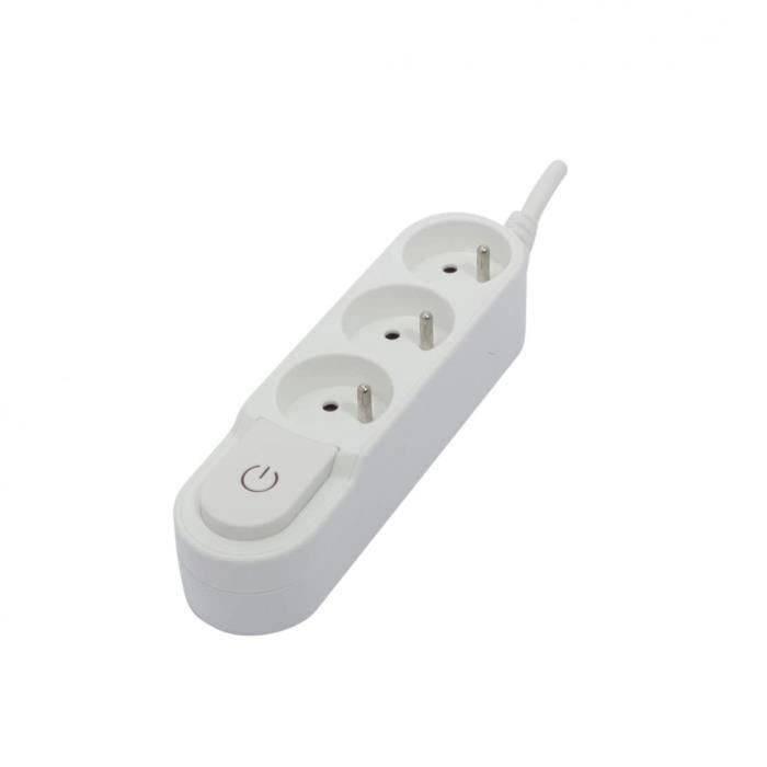 CHACON Regleta 3 tomas de corriente 16 A con interruptor, cable de 1,5 m HO5VV-F 3x1,5 mm² blanco 1