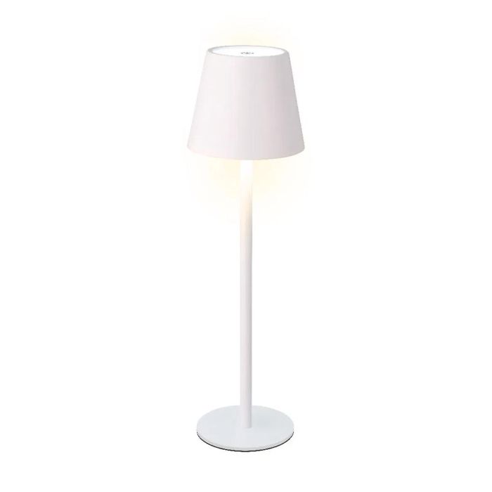 Lumineo Lámpara LED de Mesa Recargable Interior, Blanca, 27 cm, 90 lm, Batería 3600 mAh Lithium, Cargador USB-C