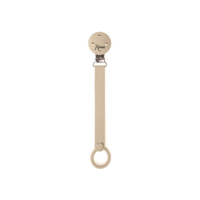 KioKids Sujetachupetes Pinza de Silicona y Acero Inoxidable para Chupetes con Anilla Beige Bebés +0 Meses 2