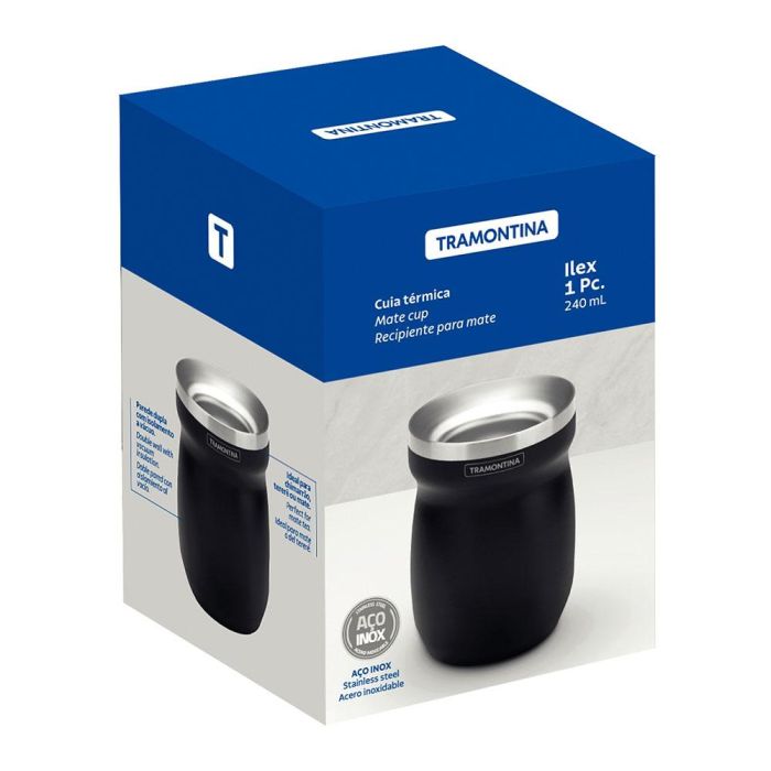 Recipiente para mate de acero inoxidable negro 240 ml 1 Recipiente para mate de acero inoxidable negro 240 ml 1