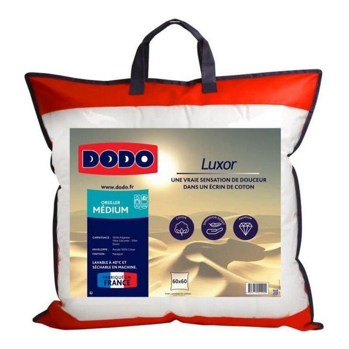 Dodo Almohada Lisa LUXOR 60x60 cm, Efecto plumón, Funda Percal 100% Poliéster, Relleno Fibra de Silicona con Acabado de Ribete