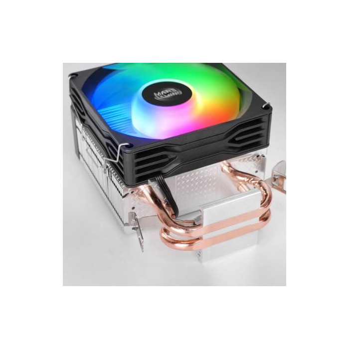 Mars Gaming MCPU-X2 Disipador CPU Low Profile con 2 Heatpipes, Ventilador PWM FDB, 150W TDP, Compatible con Intel LGA 1700/1200 y AMD AM5/AM4 4