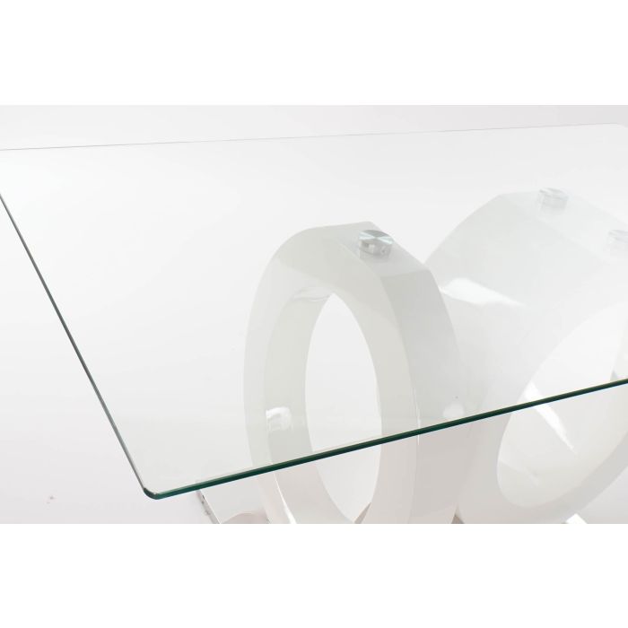 Mesa de Comedor DKD Home Decor Cristal Transparente Blanco Madera MDF (160 x 90 x 75 cm) 1