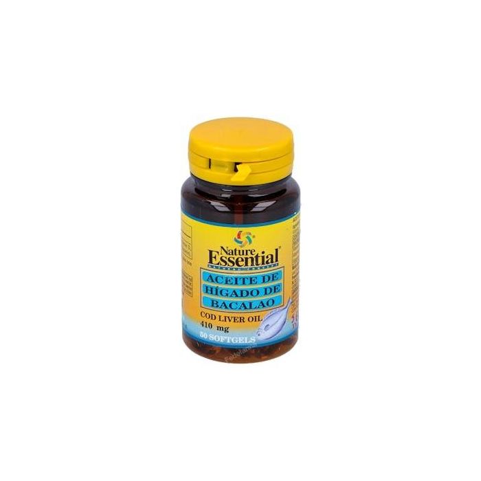 NATURE ESSENTIAL Aceite de Hígado de Bacalao 410 mg, Vitamina A y D, 50 Perlas, Complemento Alimenticio