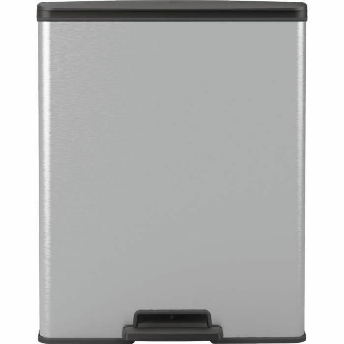 Cubo de basura rectangular - DECO BIN - CURVER - 65L - Diseño moderno - 49 x 29 x 61 cm - Gris metalizado 4