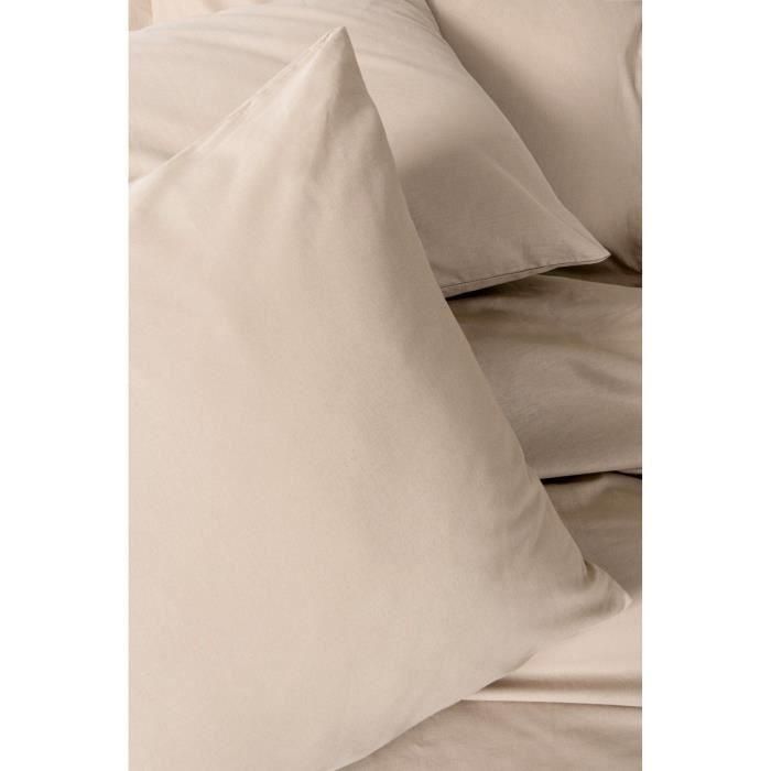 Juego de cama - 1 funda nórdica 220x240 cm + 2 fundas de almohada 60x60 cm - 100% algodón - Beige 1 Juego de cama - 1 funda nórdica 220x240 cm + 2 fundas de almohada 60x60 cm - 100% algodón - Beige 1