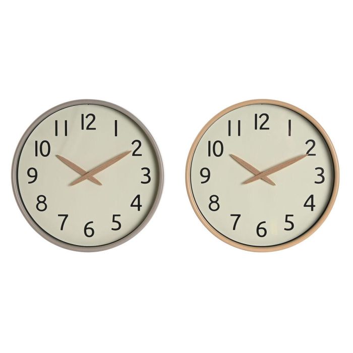 Reloj Pared Basicos DKD Home Decor Natural Beige 4.7 x 30 x 30 cm (2 Unidades) Reloj Pared Basicos DKD Home Decor Natural Beige 4.7 x 30 x 30 cm (2 Unidades)