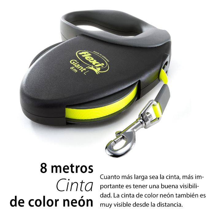 Flexi Correa Giant L Cinta 8m Neon para Perros, con Empuñadura Suave de Plástico y Nylon para Paseos Largos y Gran Libertad de Movimiento 4 Flexi Correa Giant L Cinta 8m Neon para Perros, con Empuñadura Suave de Plástico y Nylon para Paseos Largos y Gran Libertad de Movimiento 4