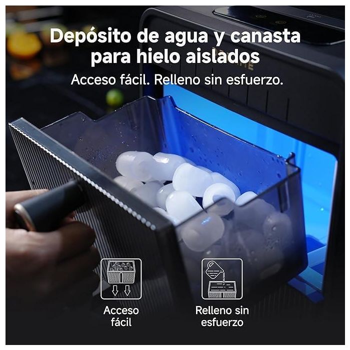Dreame Máquina de Hielo Aura, Cubitos de Hielo en Dos Tamaños, Panel de Control Digital, Modo de Autolimpieza, Negro 1