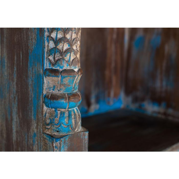 GINER Y COLOMER Aparador Azul Envejecido de Madera de Mango 170 cm con 3 Cajones 4