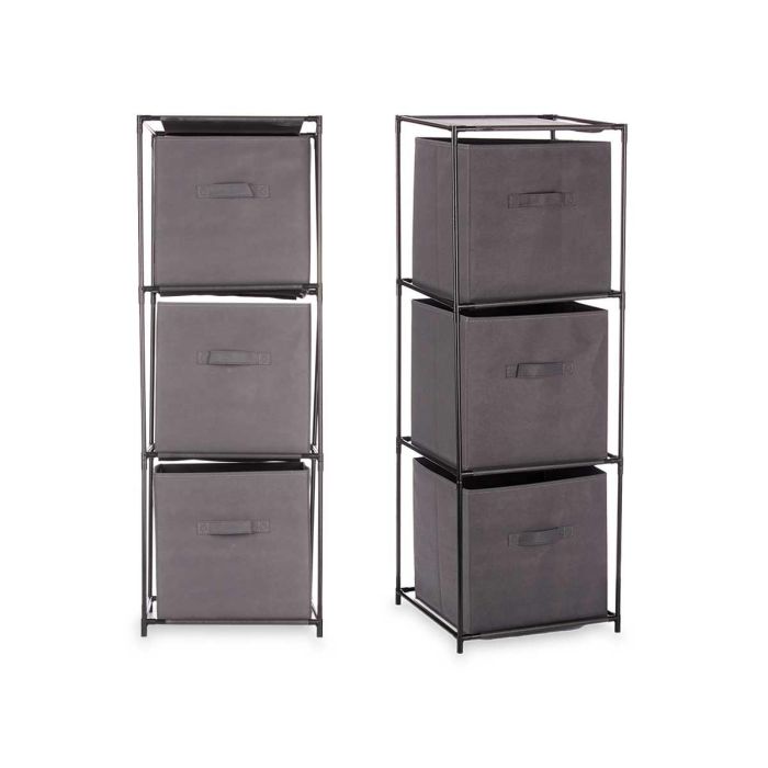 Estanteria 3 Cajones Tnt Gris Kipit 32x7x32cm (6 Unidades) 1 Estanteria 3 Cajones Tnt Gris Kipit 32x7x32cm (6 Unidades) 1
