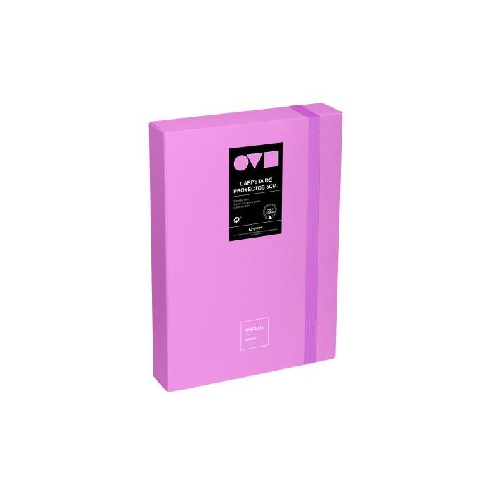 Grafoplás 91271269 Caja de Proyectos Unequal Minimal Polyfoam Lavanda 5cm, resistente, ultraligera, tamaño folio, apertura 360º