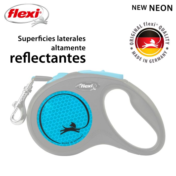 Flexi Correa Retráctil New Neon S Cinta 5m Azul Neón para Perros con Componentes Reflectantes de Alta Visibilidad 0 Flexi Correa Retráctil New Neon S Cinta 5m Azul Neón para Perros con Componentes Reflectantes de Alta Visibilidad 0