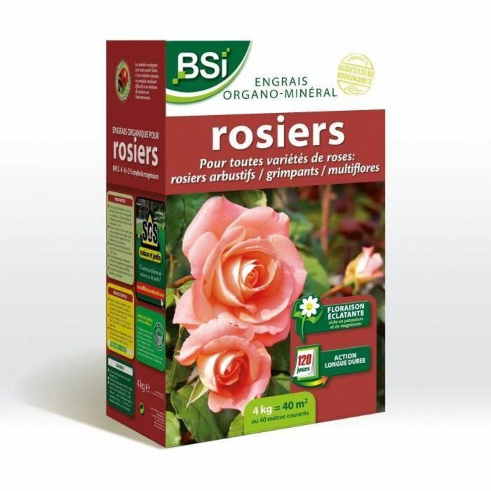 BSI 5420046620317 Fertilizante Orgánico Premium para Rosas de Todo Tipo | Floración Brillante, Acción Duradera | Envase 4 kg, Cubre 40 m²