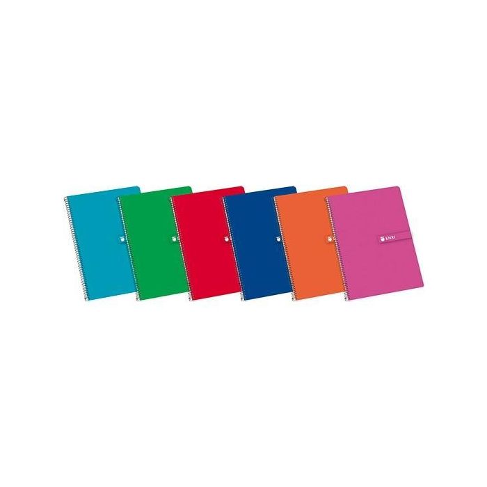 Enri Cuaderno Espiral Folio Tapa Dura 80H Doble Pauta 3mm 60gr Colores Surtidos (Pack 5 Unidades) (5 Unidades)