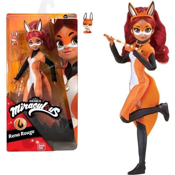Bandai Miraculous: Las Aventuras de Ladybug y Cat Noir - Muñeca de moda Rena Rouge 26 cm, figura coleccionable, copia fiel del personaje